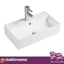 Rectangle Counter top Sink Bathroom Small Hand Wash Basin with Overflow W55cm