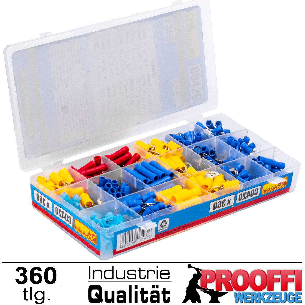 360-tlg Kabelschuhe Quetschverbinder Steckverbinder Flach Rund Stecker Isoliert