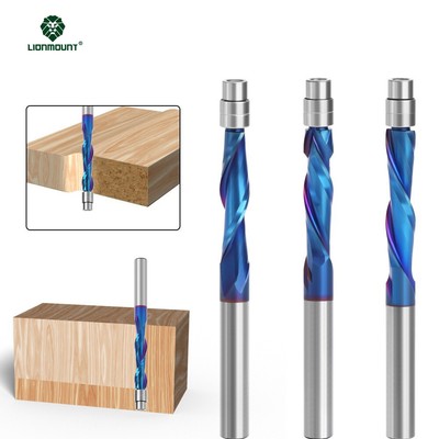 1/4'' Shank Flush Trim Router Bit Solid Carbide UP/DOWN Compression Bit Nano-Blue