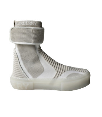 Burberry Beige White Stretch High-Top Sneakers US 11 EUR 44 Sub Sock Boot $850