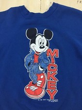 MICKEY MOUSE - Vtg 80s Blue VELVA SHEEN Disney Sweatshirt, Womens XS/SMALL
