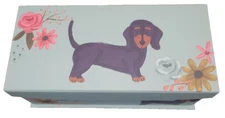 Decorative Storage Box w/Black & Tan Dachshund 11.5"