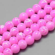 50 Speckled Glass Beads 6mm Assorted Lot Bulk Jewelry Supplies Pink Graffiti