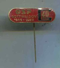 Anstecknadel Tschechien 40 Jahre OSP Gottwaldo rot 9 x 31mm (cv140)