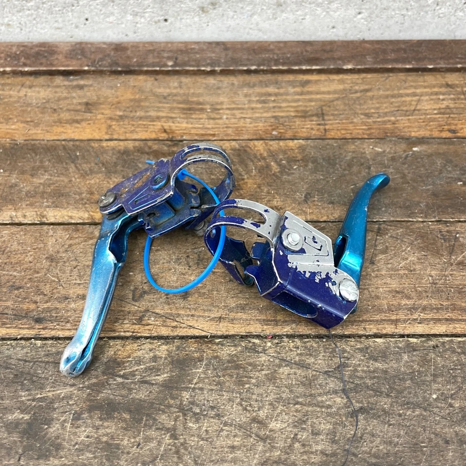 Juego de palancas de freno Old School BMX azul MX DX trasero 2 pasos ajuste años 80 70 vintage A3 Foto 2 de 4