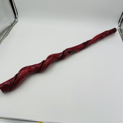 Folk Art Twisted Wood Hand Carved Painted Pink Walking Stick 33in L Vintage - Picture 9 of 20