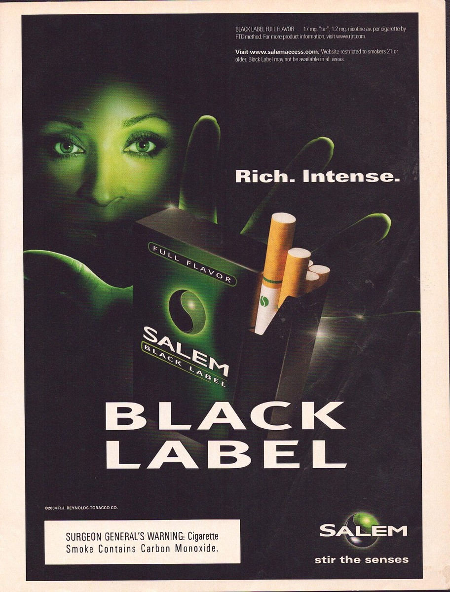 2004 Salem Black Label Cigarettes Print Ad