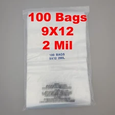Resealable Suffocation Warning Bags 9x12 2 Mil Clear Poly Plastic (100 Pack) NEW