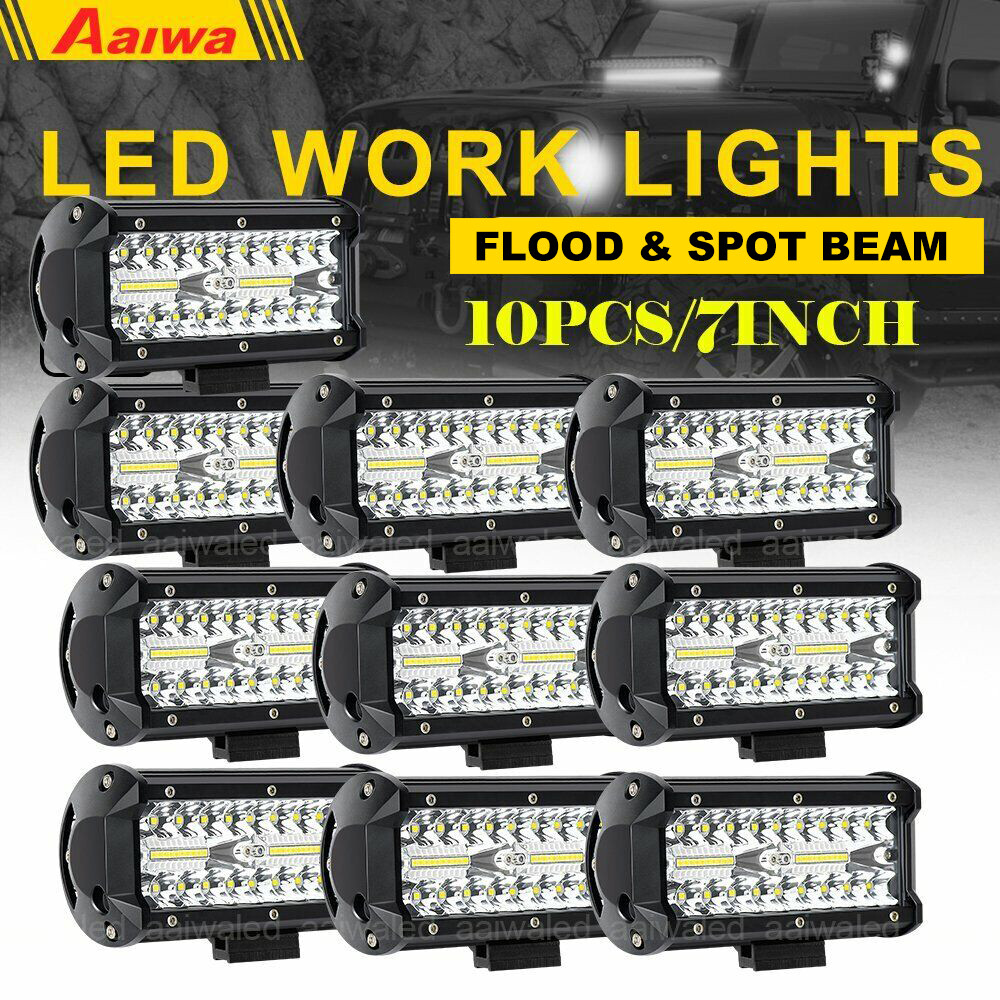 10x 7inch LED Work Light Bar 4WD Offroad SPOT Pods Fog ATV SUV UTV