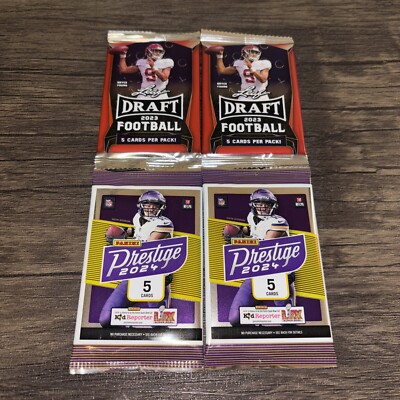 (2)2023 Leaf Draft Football & (2)2024 Panini Prestige Football-5 Card Packs---