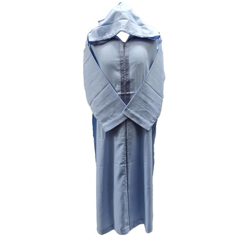 Moroccan Hooded Long Sleeve Thobe Djellaba Black/Grey - A & Z Jubba