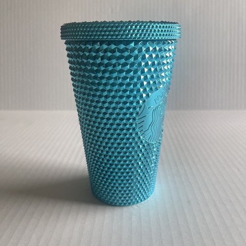 Starbucks Summer 2023 Blue Chrome Bling Studded 16oz Tumbler Grande *NO STRAW - Picture 3 of 10
