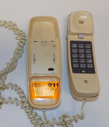 Teléfono AT&T Trimline con botón pulsador años 80 beige pared o mesa - Imagen 2 de 4