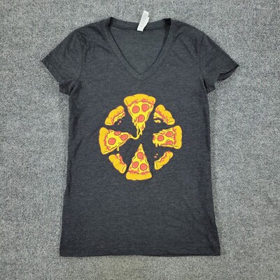 IGN Shirt Women's Small Gray Logo Pizza Video Game Graphic Tee Short Sleeve Top