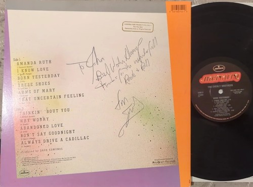 DON EVERLY SIGNED EVERLY BROTHERS: BORN YESTERDAY Vinyl Record Album LP VG fr/sh - Picture 3 of 11
