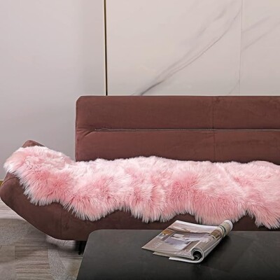 Genuine Sheepskin Rug Natural Double Pelt Fur Rug, Pink Sheepskin Rug 2 Pelt Rug