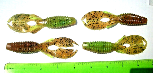10 PUMPKINSEED CHARTREUSE 4.25" SWEET BEAVERS Bass Fishing Lures Flipping Baits - 第 2/3 張圖片