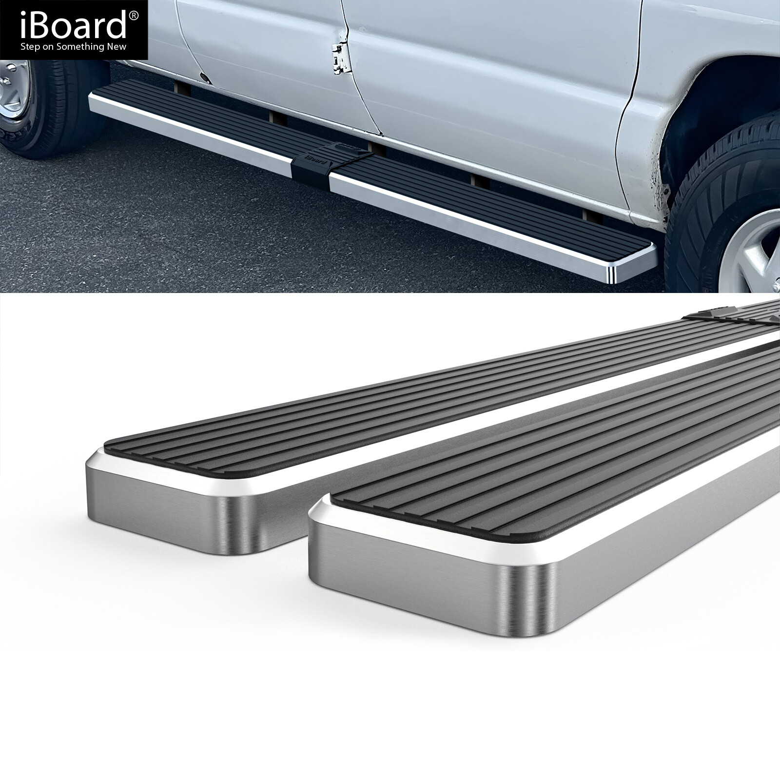 APS Running Board Step 6in Steel Polished Fit Ford Econoline Full Size ...