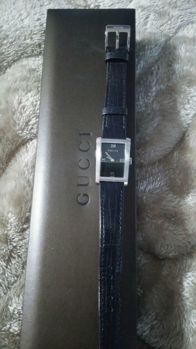 \u200bGUCCI 8600J Leather Belt Black Square 