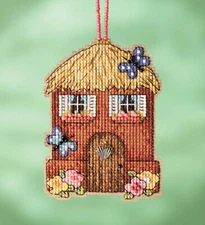Cross Stitch Kit ~ Mill Hill Straw House Garden Gnomes Ornament #MH16-2216