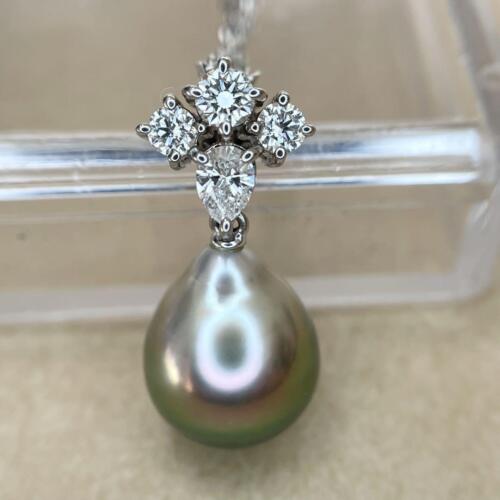 Mikimoto K18 Black Pearl Diamond Pendant Necklace | eBay