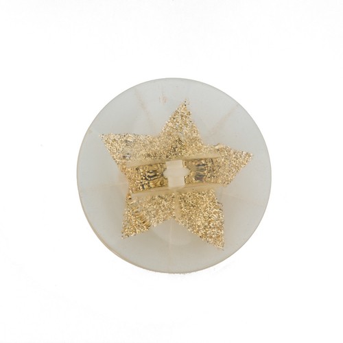 Vintage Clear Acrylic Button w/ Sparkle Gold Star Motif 18mm 40020016 - Picture 2 of 2