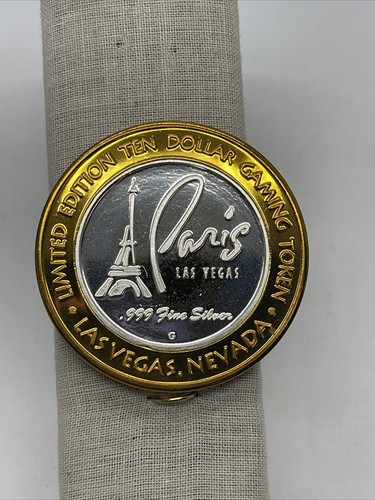 Paris Casino Resort $10 LTD ED Silver Token Firefighter Everyday Working Heroes - 第 2/2 張圖片