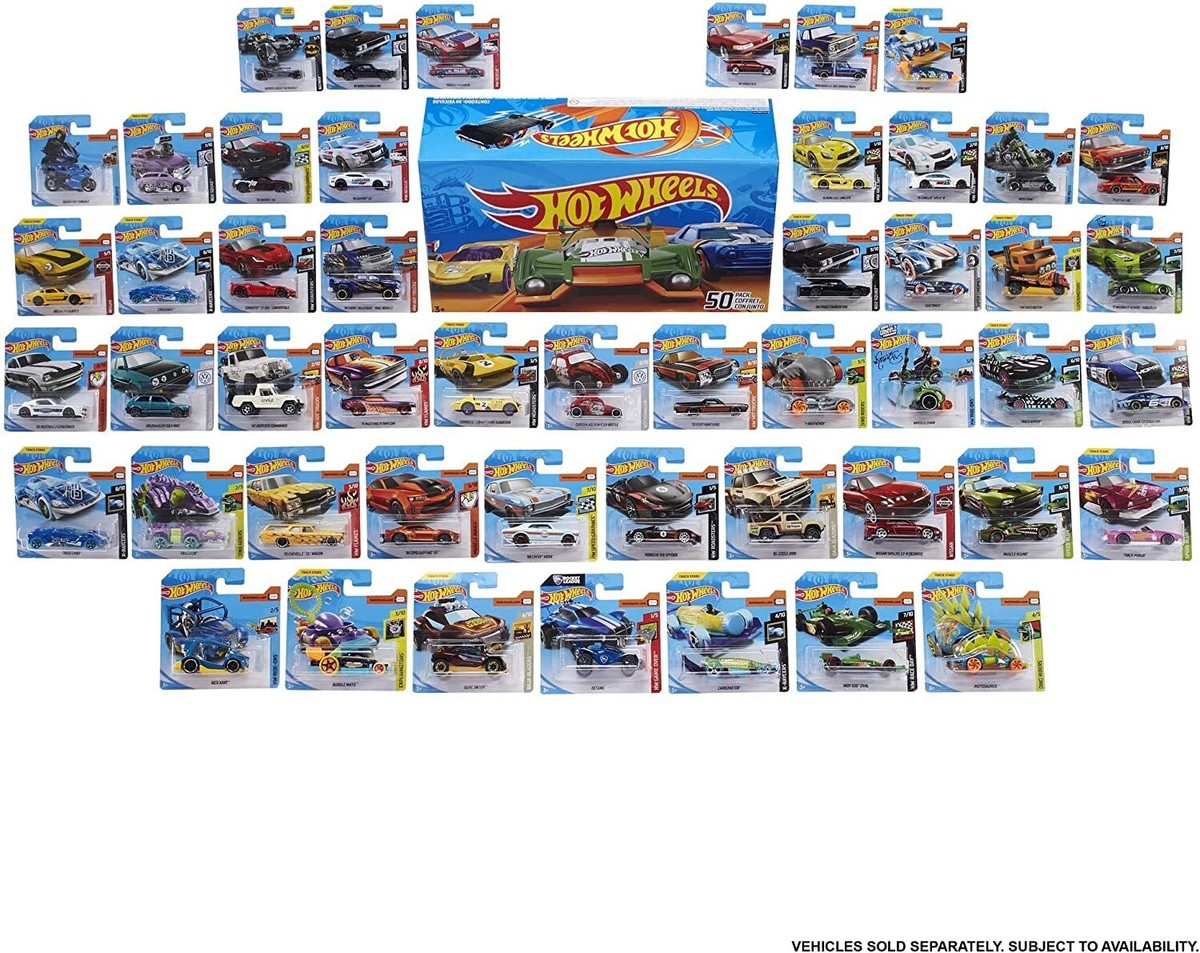 Hot Wheels Set of 50 1:64 Scale Toy Trucks and Cars