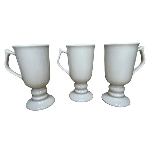 Lot of 3 Vintage Hall Pottery #1273 Pedestal Irish Coffee 6" Mugs Dessert Cups