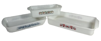 Anchor Hocking Fire King Glass Bake Vintage Glass Casserole Bread Dish Lot Of 3