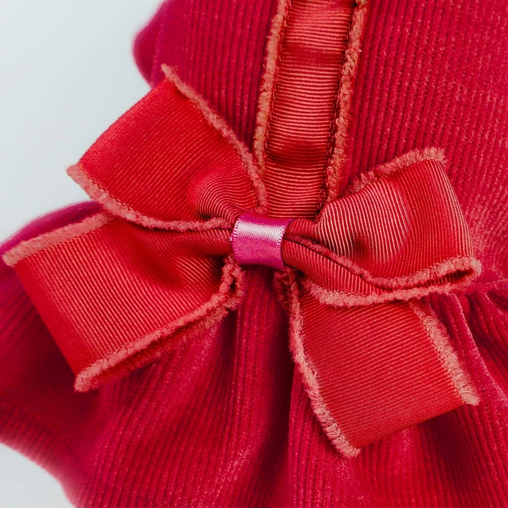 Dog Harness Dress with Leash Set Christmas Dog Clothes for Medium Dogs Girl Red