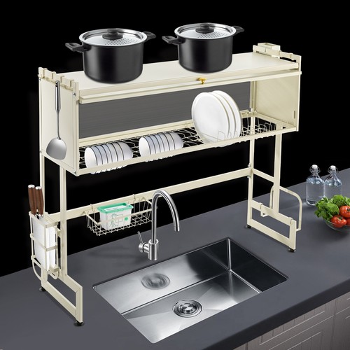 Over Sink Dish Drainer Drying Rack:2 Tier Large Dish Rack Metal for Kitchen - Picture 27 of 38