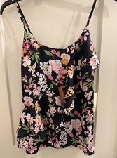 NWT- A New Day Women s Navy Floral Ruffle Tank Top- Adjustable Straps- Sz Small