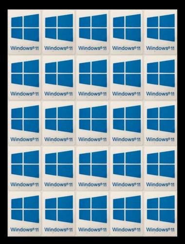 25 PCS Sticker for window 11 Blue Badge Logo Decal Cyan Color 16mm x 23mm