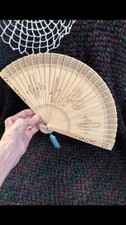Vintage Sandalwood Hand Fan - Original Glass Top Box - Set of 2 - Chinese/Asian