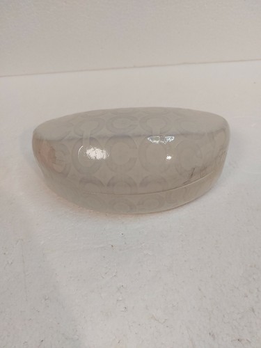 COACH SUNGLASSES GLASSES HARD CASE CLAM SHELL STYLE WHITE WITH EMBOSSED “C"