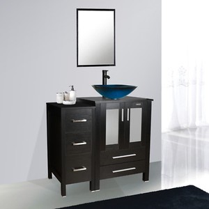 Bathroom-Vanity-36-inch-W-Small-Cabine-Mirror-Glass-Vessel-Sink-Faucet-Draint