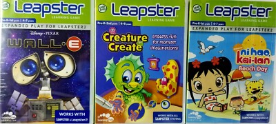 lot of 3 leapster games Creature Create,WALL.E and nihao kai-lan Beach Day
