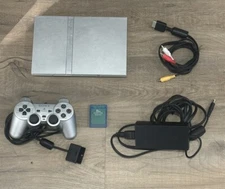 Sony PlayStation 2 PS2 Slim Silver Console W Controller SCPH-79001 Laser Cleaned