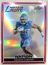 2025 Leaf Football Nation Hang It In The Louvre Base Pink 1/1 Omarion Hampton
