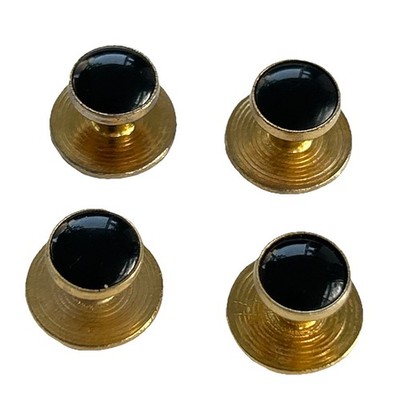 Vtg Pioneer Cufflinks Lot 4 Black Gold Tone Collar Cuff Button P