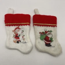 Vintage MINI Felt Christmas Stocking Pair from Morehead - 6" - 1980s