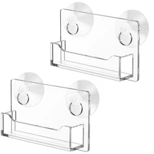 Briwooody Window Mount Business Card Holder with Suction Cups Acrylic Single ...