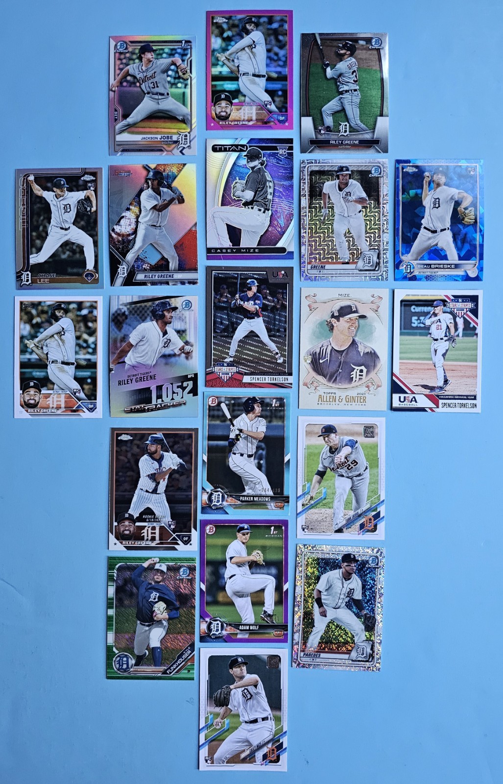 2020 Bowman Chrome Refractor Riley Greene SP Tarik Skubal Torkelson RC + SSP /99