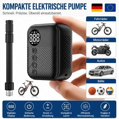 Carsun Mini elektrische Fahrradpumpe kabellos 150 PSI Display 480mAh Akku