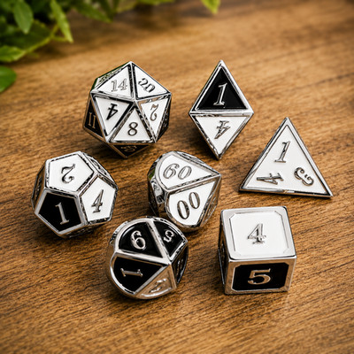 Würfel RPG DnD DSA Würfel Set Metall Sehr Wertig Edel Mit Beutel W4 bis w20