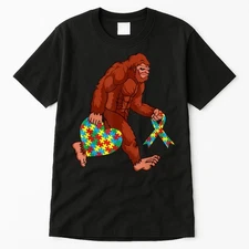 Funny Autism Bigfoot Autism Awareness Month Tall T-Shirt