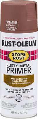 7769830 Stops Rust Rusty Metal Primer Spray, 12 Oz, Flat Brown