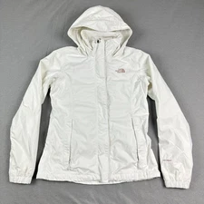 North Face Jacket Womens Small White Resolve HyVent Rain Hooded Waterproof Gorp