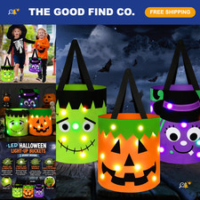 Colorful Light-Up Halloween Trick or Treat Buckets - 3 Pack, Fun  Novelty Desig